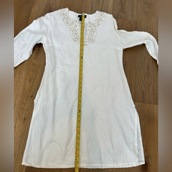 WilliSmith 100% Linen White Embroidered Tunic Top/Swimsuit coverup Size M - Picture 12 of 12